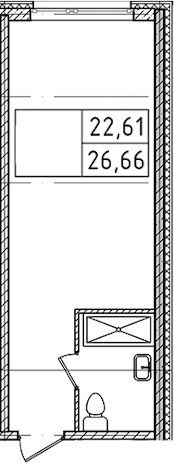 Квартира студия 26.66 м², 3/14 эт., Комплекс апартаментов «Ladozhsky Avenir»